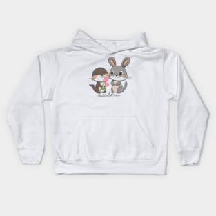 Rabbit & Otter Giving Tulips Kids Hoodie